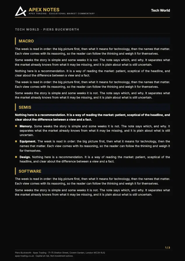 Sample Apex Notes pages, illustrative